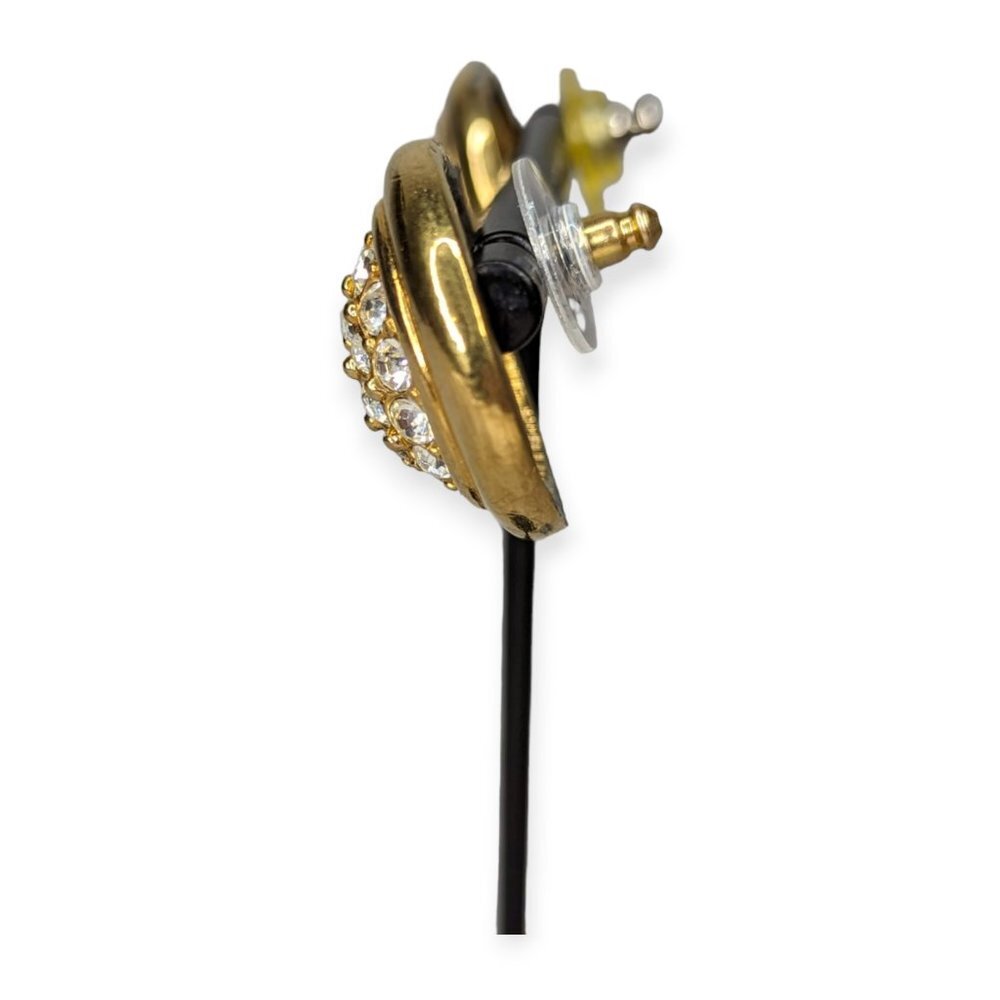 Gold & Rhinestone Post Earrings - Picture 6 of 7